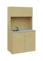 KUCH - SIMPLE 3 kuchyňka s výklopem (dřez + baterie + lednice), 1800x1000x6000 mm, bříza světlá